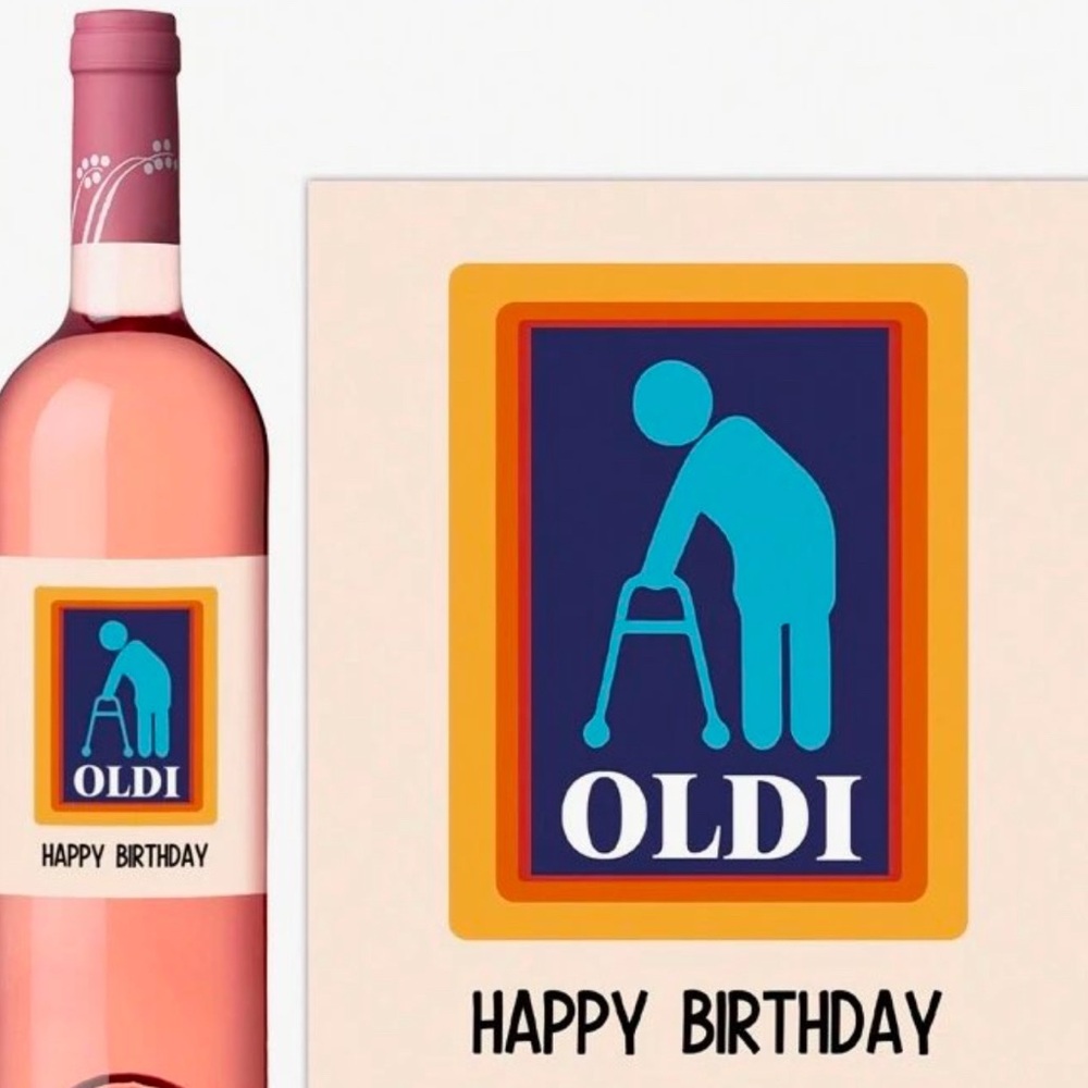 NWOT one birthday oldie wine or bottle label